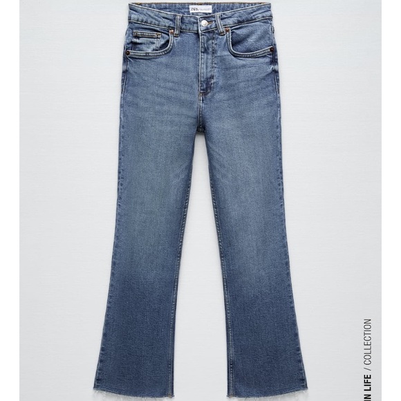 Zara Blue Cropped Flare Jean size 0 NWT - Picture 3 of 7